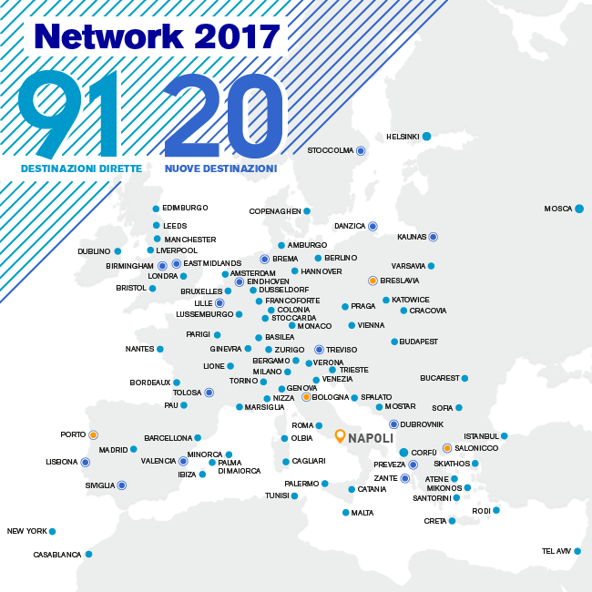 destinazioni dell'aeroorto di napoli capodichino