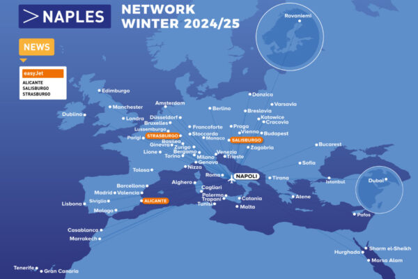 mappa destinazioni inverno 2024-2025 aeroporto di napoli